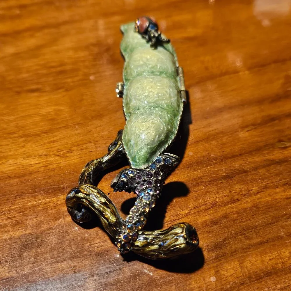 RARE JAY STRONGWATER 2 PEAS IN A POD PROVENCE LADYBUG ENAMEL CRYSTAL TRINKET BOX